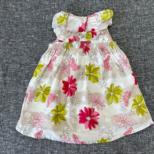 Girls 9-12 Month Pink, White, & Green Floral Print Summer Dress