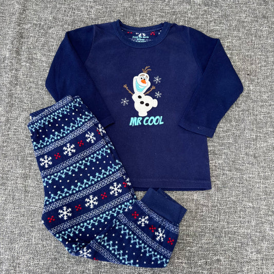 Boys 2-3 Year  Blue Fleece Disney Olaf "Mr Cool" Pjs