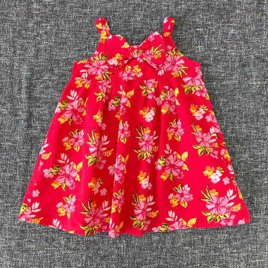 Girls 6-9 Month Red Floral Print Light Weight Summer Dress