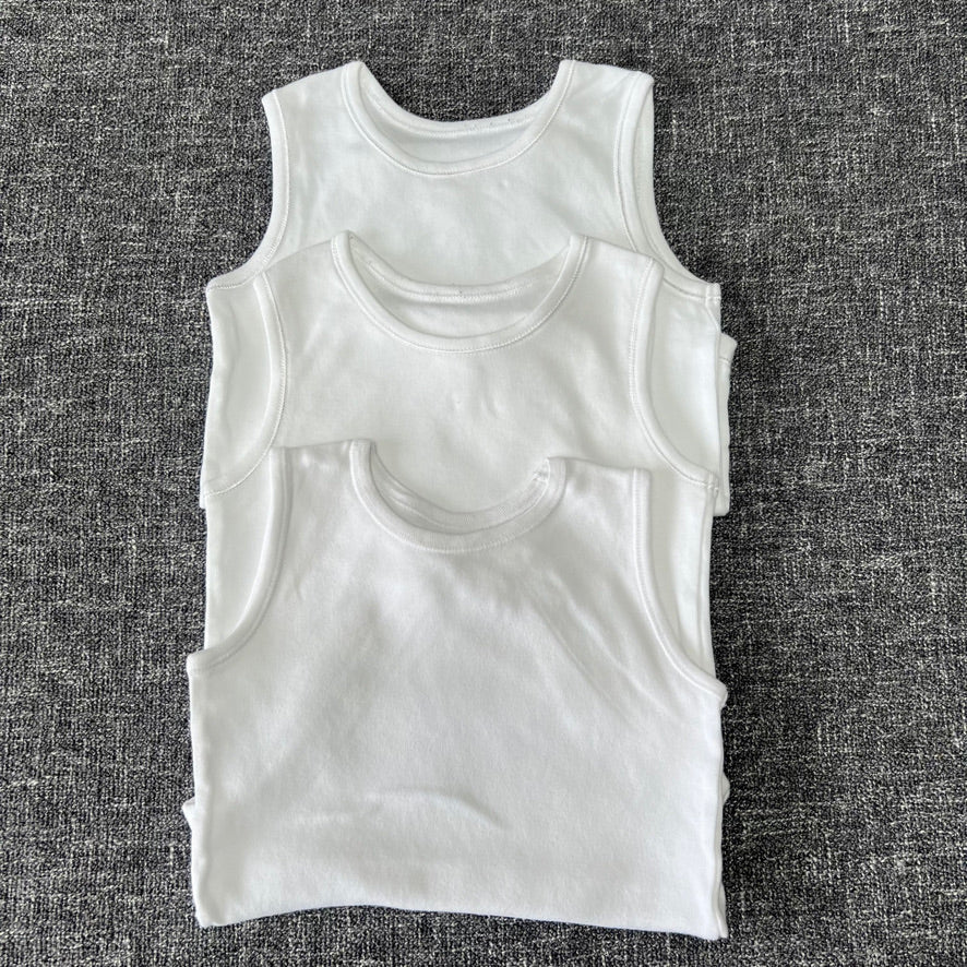 Boys 18-24 Month Plain White Sleeveless Bodysuits 3Pack