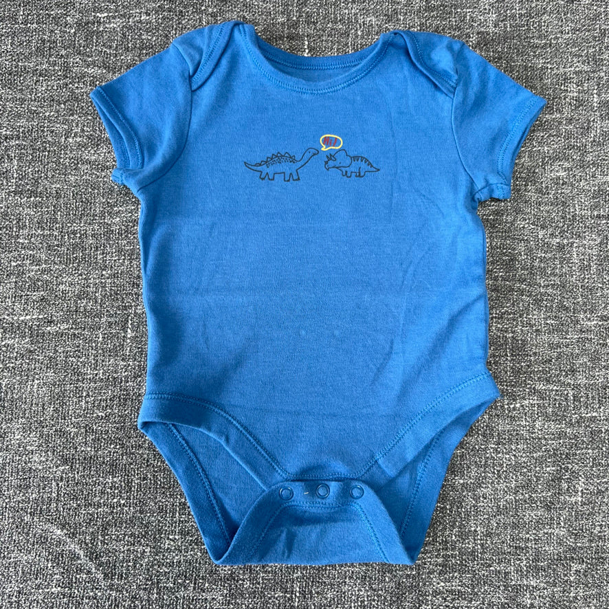 Boys 9-12 Month Light Blue Short Sleeved Dinosaur Bodysuit