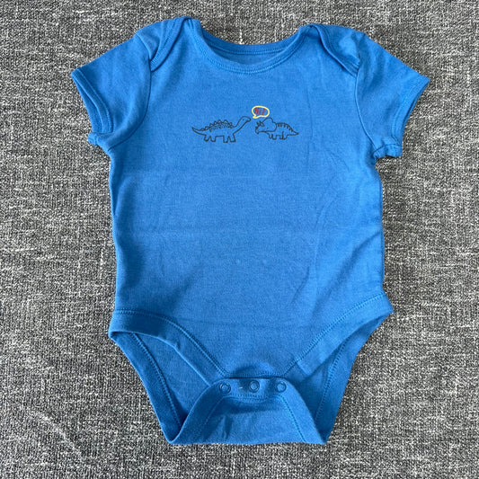 Boys 9-12 Month Light Blue Short Sleeved Dinosaur Bodysuit