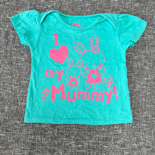 Girls 6-9 Month Turquoise "I love my Mummy" T-shirt