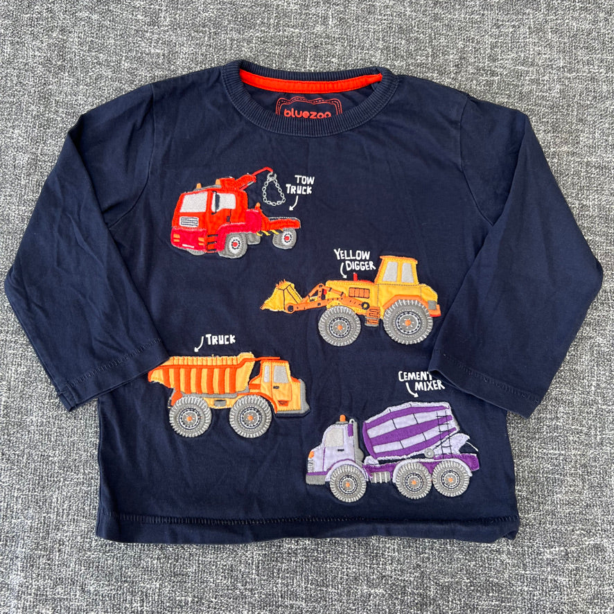 Boys 2-3 Year Blue Trucks Top With Long Sleeves