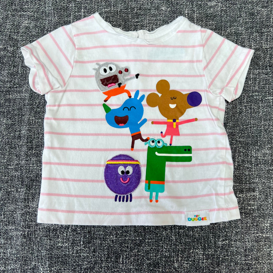 Girls 6-9 Month Pink & White Striped "Hey Duggee" T-shirt