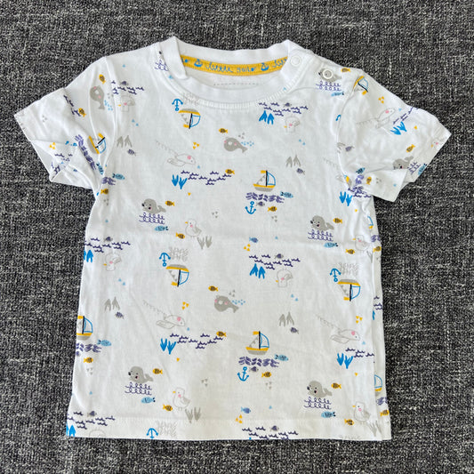 Boys 9-12 Month White T-shirt With A Nautical Theme Print