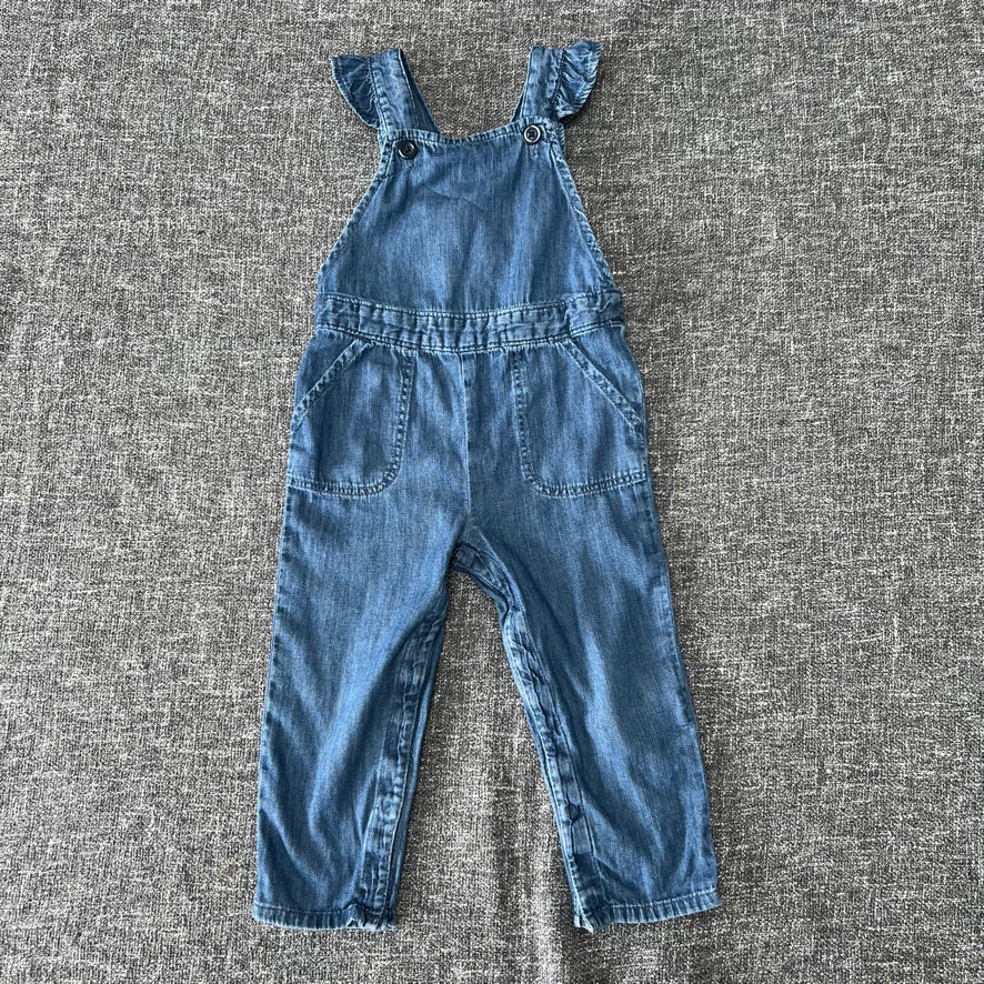 Girls 18-24 Month Blue Light Weight Denim Style Dungarees