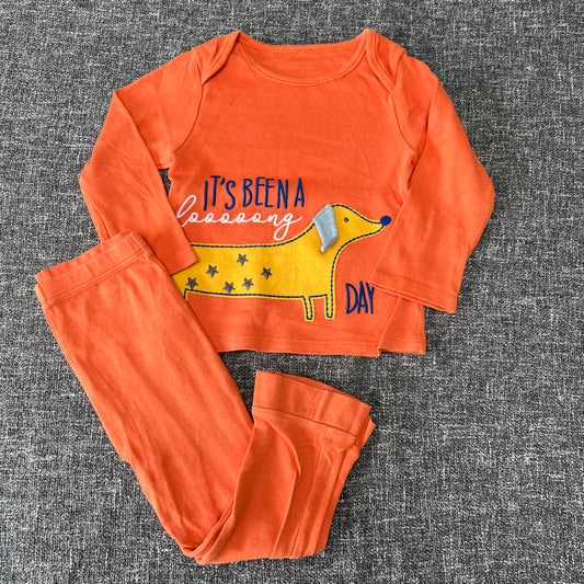 Boys 18-24 Month Orange "It's Been A Loooong Day" Pjs (PIP)