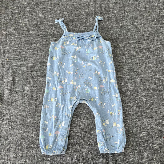 Girls 9-12 Month Blue Animal Print Jersey Summer Romper