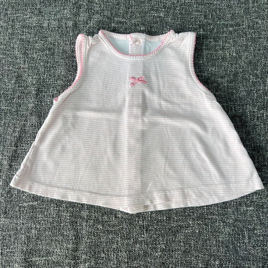 Girls 9-12 Month White & Pink Striped Sleeveless T-shirt