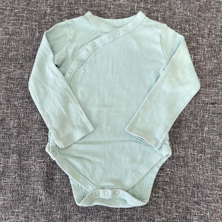 Boys 2-3 Year Plain Light Green Long Sleeved Bodysuit