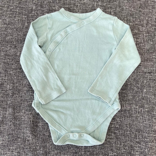 Boys 2-3 Year Plain Light Green Long Sleeved Bodysuit