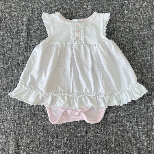 Girls 6-9 Month Pink & White Jersey Summer Bodysuit Dress