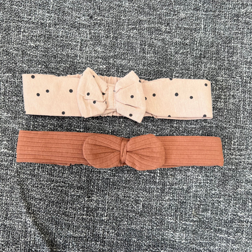 Girls 9-12 Month Beige & Brown Headbands 2pk