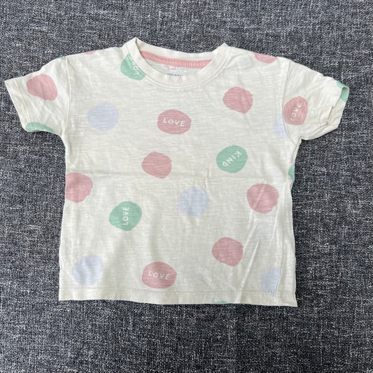 Girls 12-18 Month Cream T-shirt With Pastel Spots