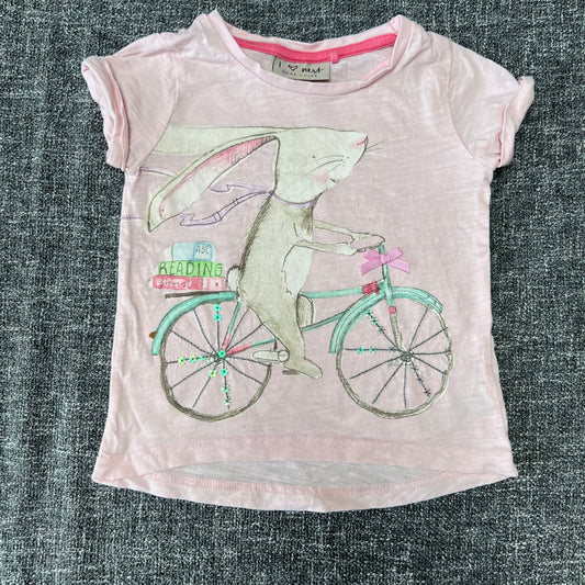 Girls 6-9 Month Pink T-shirt With Bike Ridding Rabbit Motif