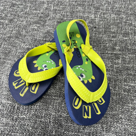 Boys Size 7-8uk / 24-26eu Blue Dino Flip-flops