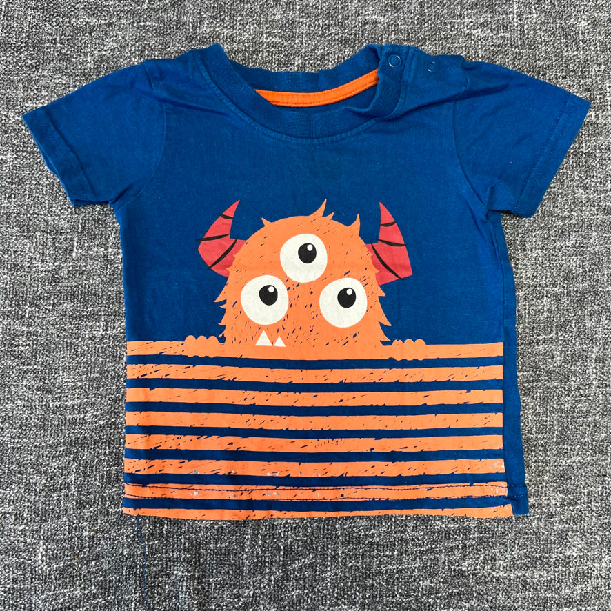 Boys 6-9 Month Blue T-shirt With Orange Monster Motif