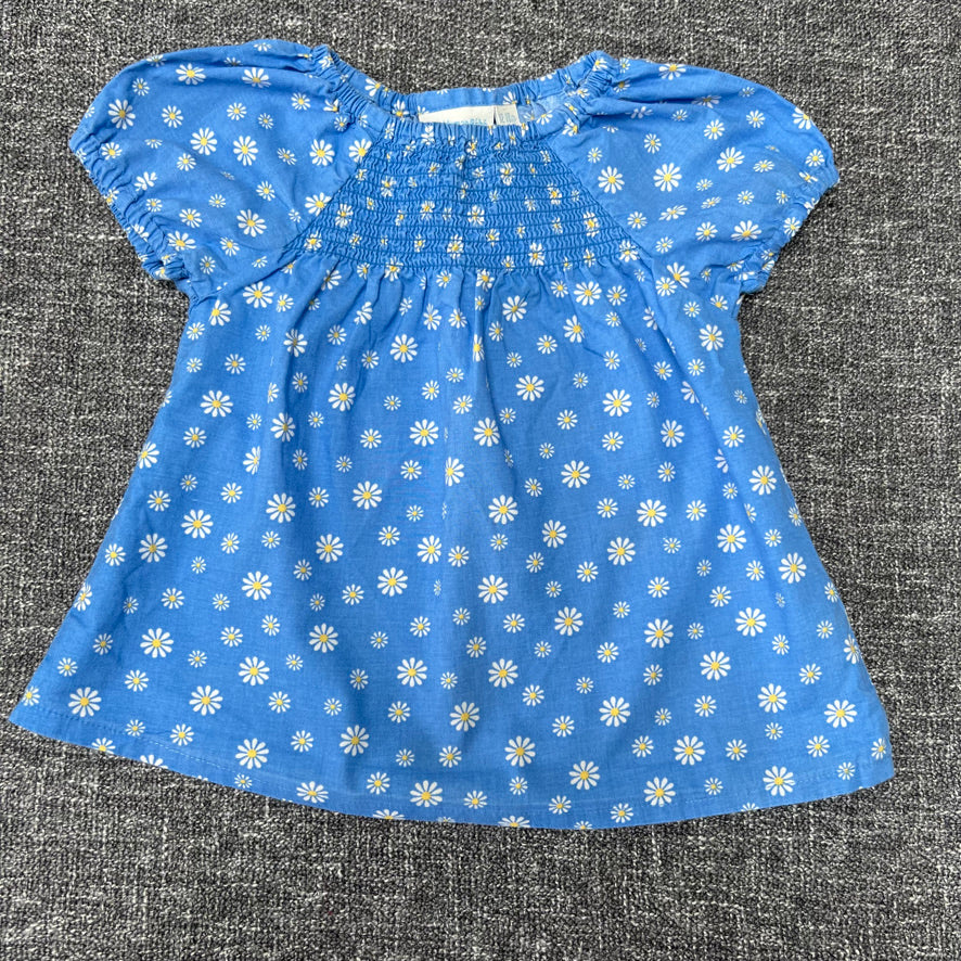 Girls 12-18 Month Blue Short Sleeved Summer Top With A Daisy Print