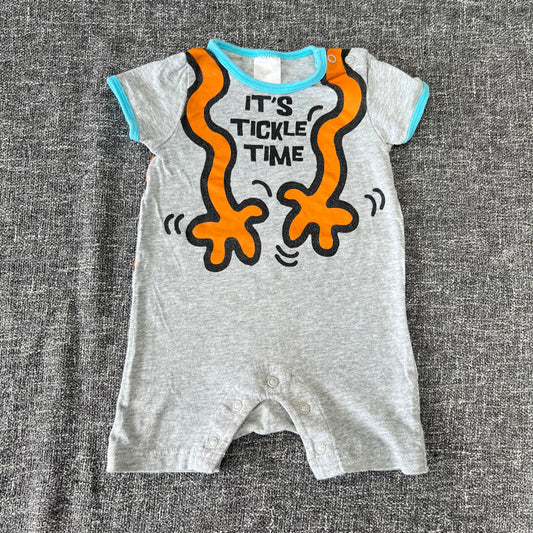 Boys 6-9 Month Grey & Orange  Mr Tickle "It's Tickle Time" Summer Romper