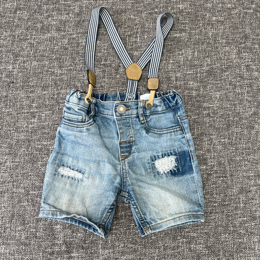 Boys 9-12 Month Blue Denim Shorts With Braces