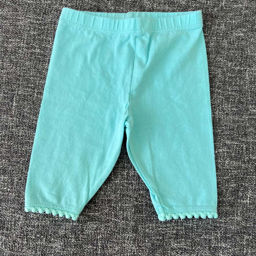 Girls 9-12 Month Plain Turquoise Cropped Leggings