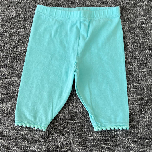 Girls 9-12 Month Plain Turquoise Cropped Leggings