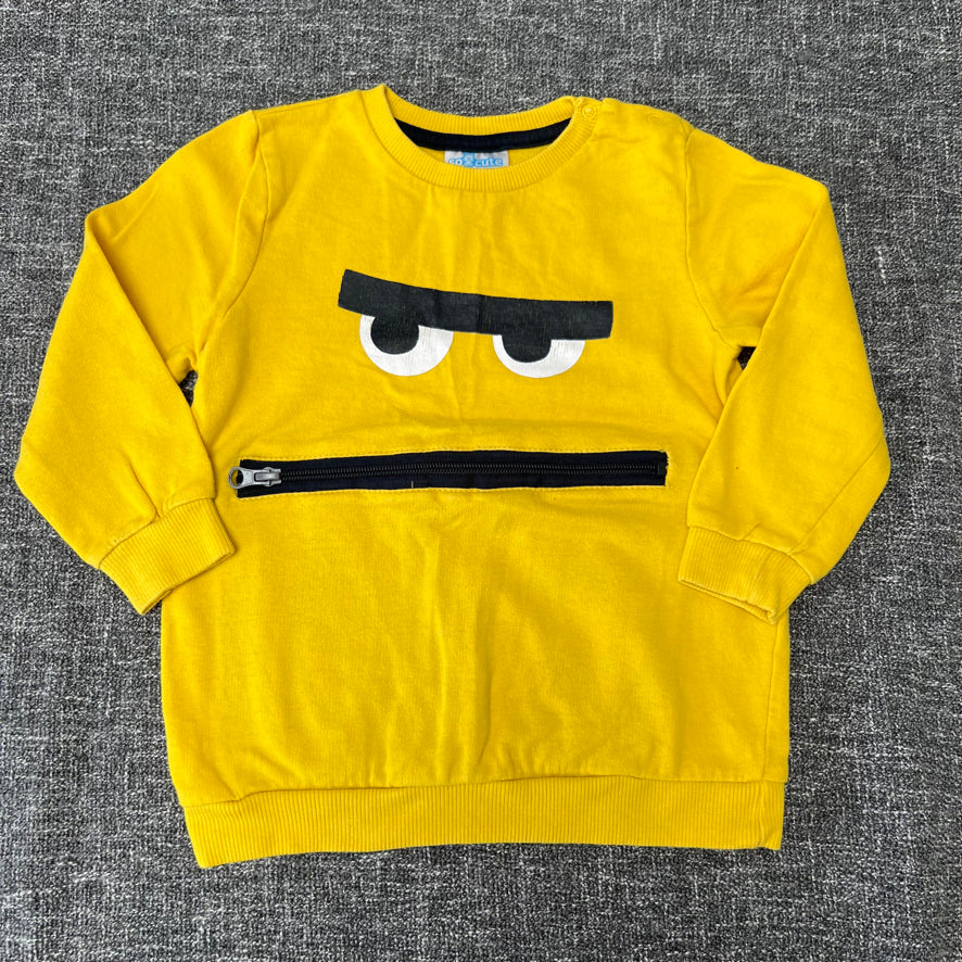 Boys 2-3 Year Yellow Monster Zip Face Jumper