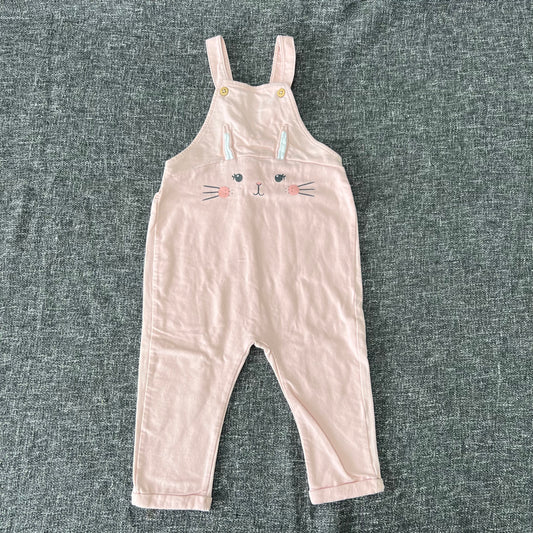 Girls 18-24 Month Pink Bunny Face Dungarees