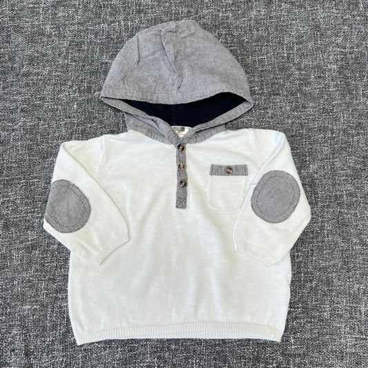 Boys 6-9 Month White Jumper With Grey Hood