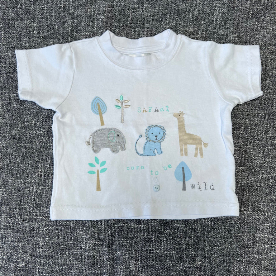 Boys 6-9 Month White "Safari born to be wild" T-shirt