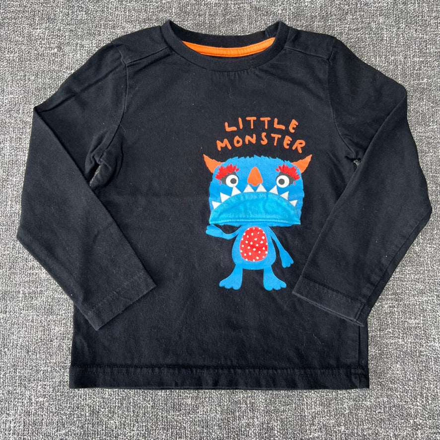 Boys 18-24 Month Black Interactive Monster T-shirt (PIP)