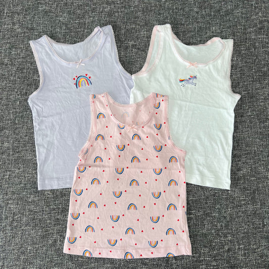 Girls 5-6 Year Rainbow Vests 3Pk