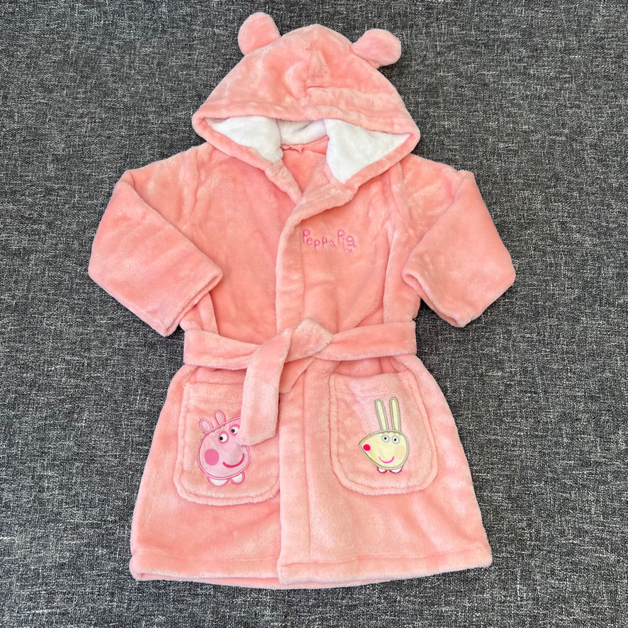 Girls 12-18 Month Peachy Pink Peppa Pig Fleece Dressing Gown