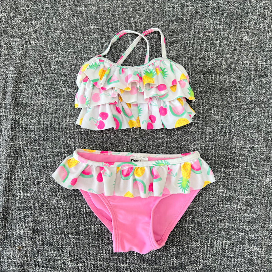 Girls 6-9 Month Pink & White Fruit Print 2 Piece Swimsuit