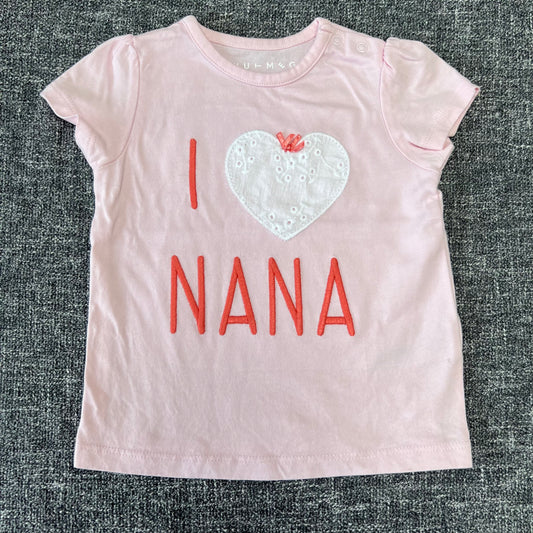 Girls 6-9 Month Pink  "I Love Nana" T-shirt