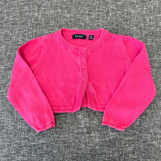 Girls 12-18 Month Plain Pink Summer Knitted Cardigan