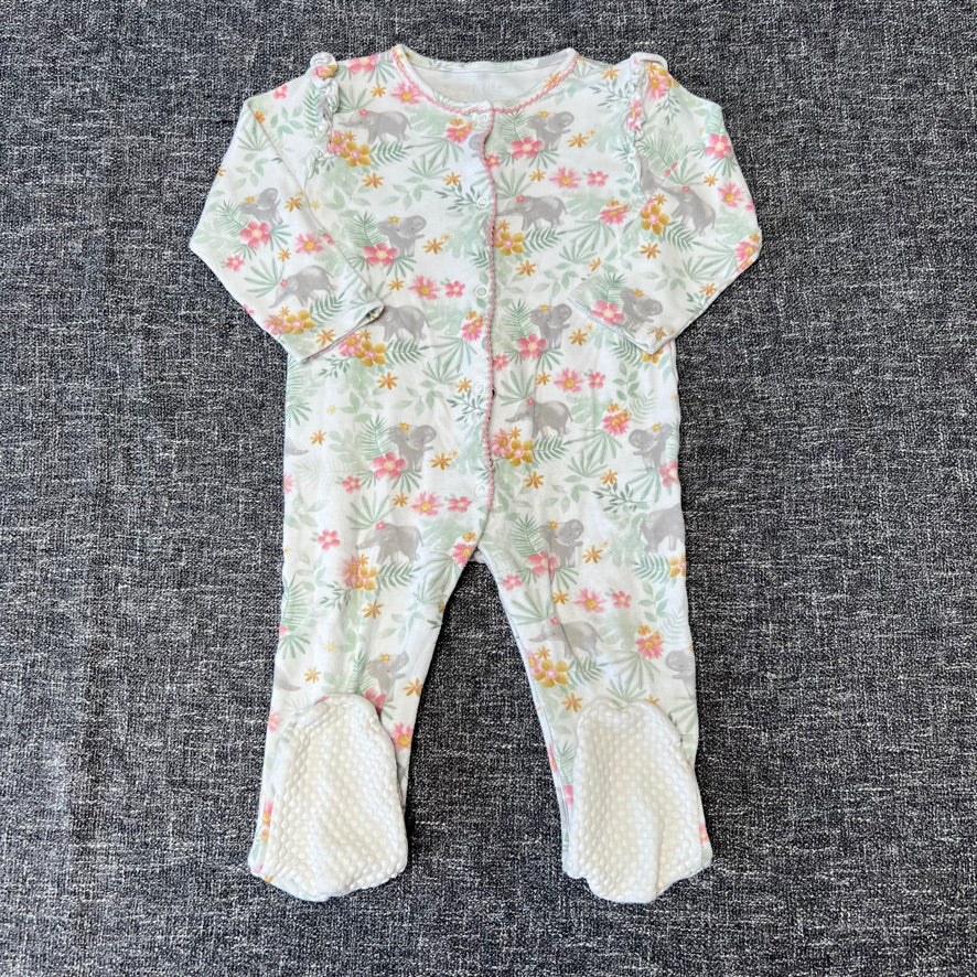 Girls 12-18 Month Tropical Elephant Print Sleepsuit