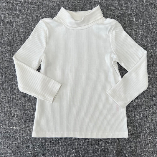 Girls 2-3 Year White Ribbed Roll Neck Long Sleeved Top