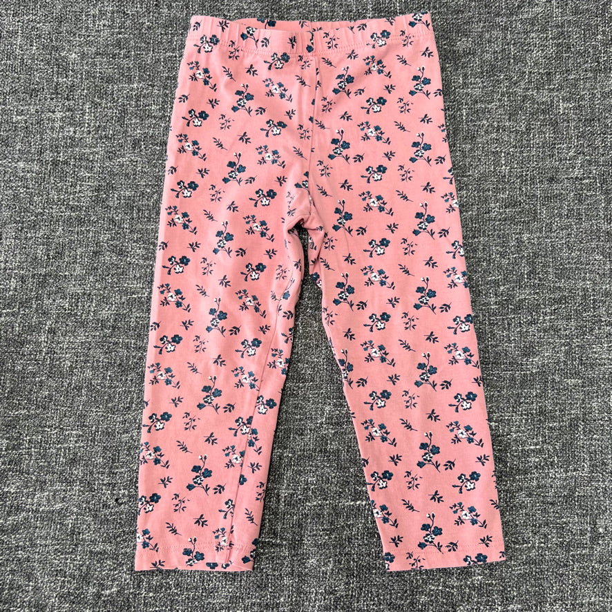 Girls 18-24 Month Pink Leggings With Blue Floral Print