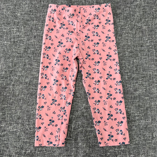 Girls 18-24 Month Pink Leggings With Blue Floral Print