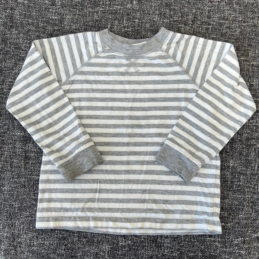 Boys 2-3 Year White & Grey Striped Long Sleeved Top