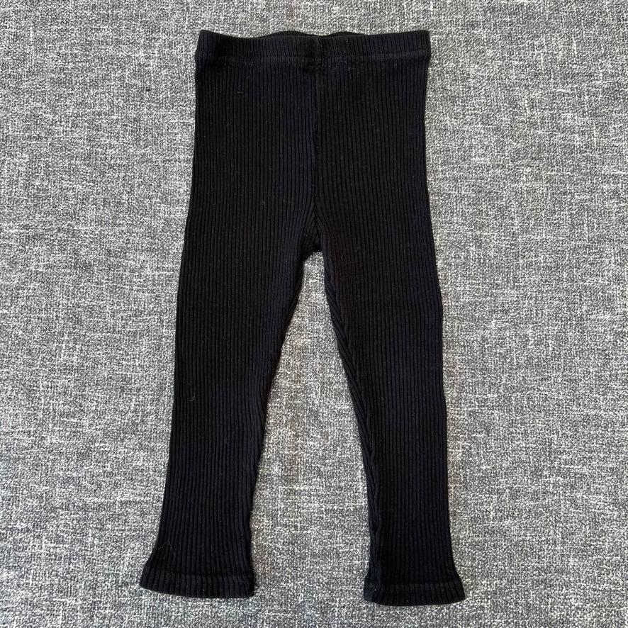 Girls 12-18 Month Black Ribbed Leggings