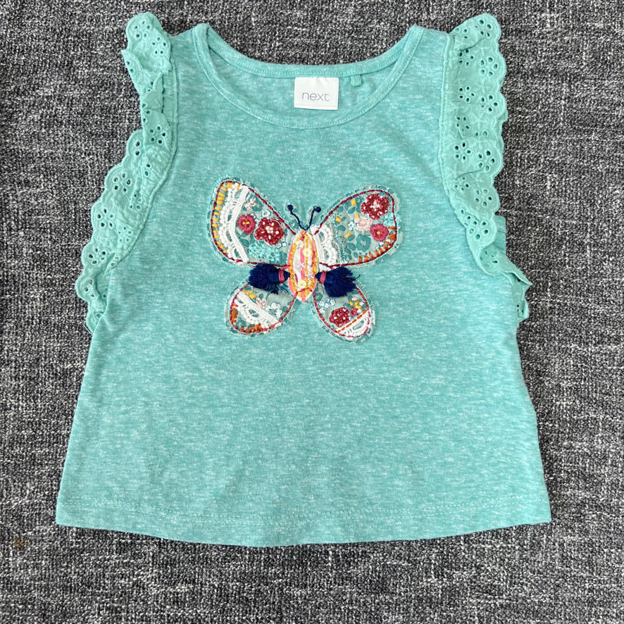 Girls 6-9 Month Green T-shirt With Appliquéd Butterfly