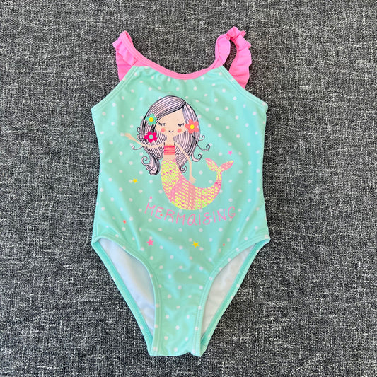 Girls 12-18 Month Green "Mermaising" Mermaid Swimsuit