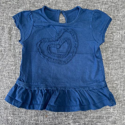 Girls 6-9 Month Plain Blue T-shirt With Hearts