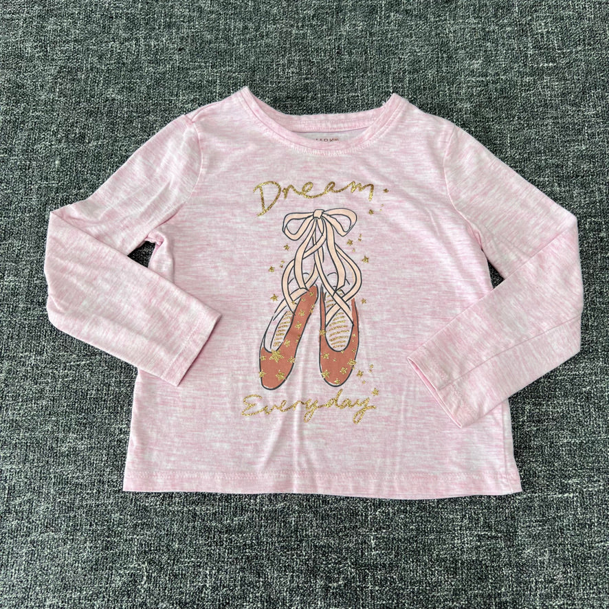 Girls 18-24 Month Pink  Ballet "Dream Every Day" Long Sleeved Top (PIP)