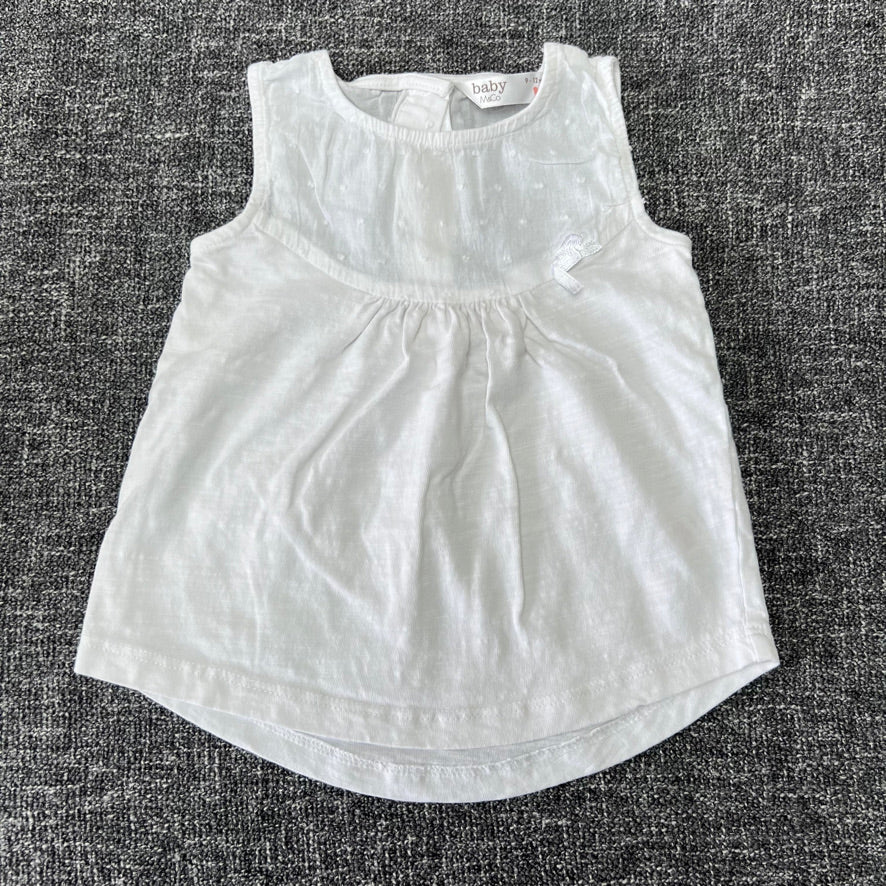 Girls 9-12 Month Plain White Sleeve Less T-shirt