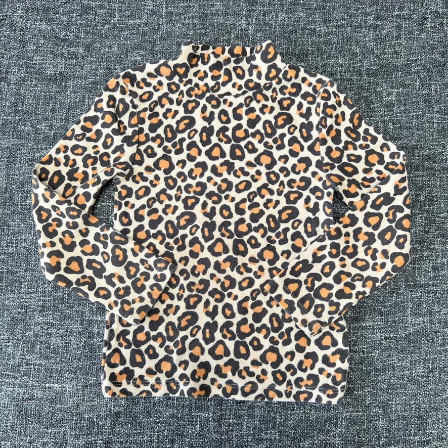 Girls 2-3 Year Beige Leopard Print Long Sleeved Turtle Neck Top