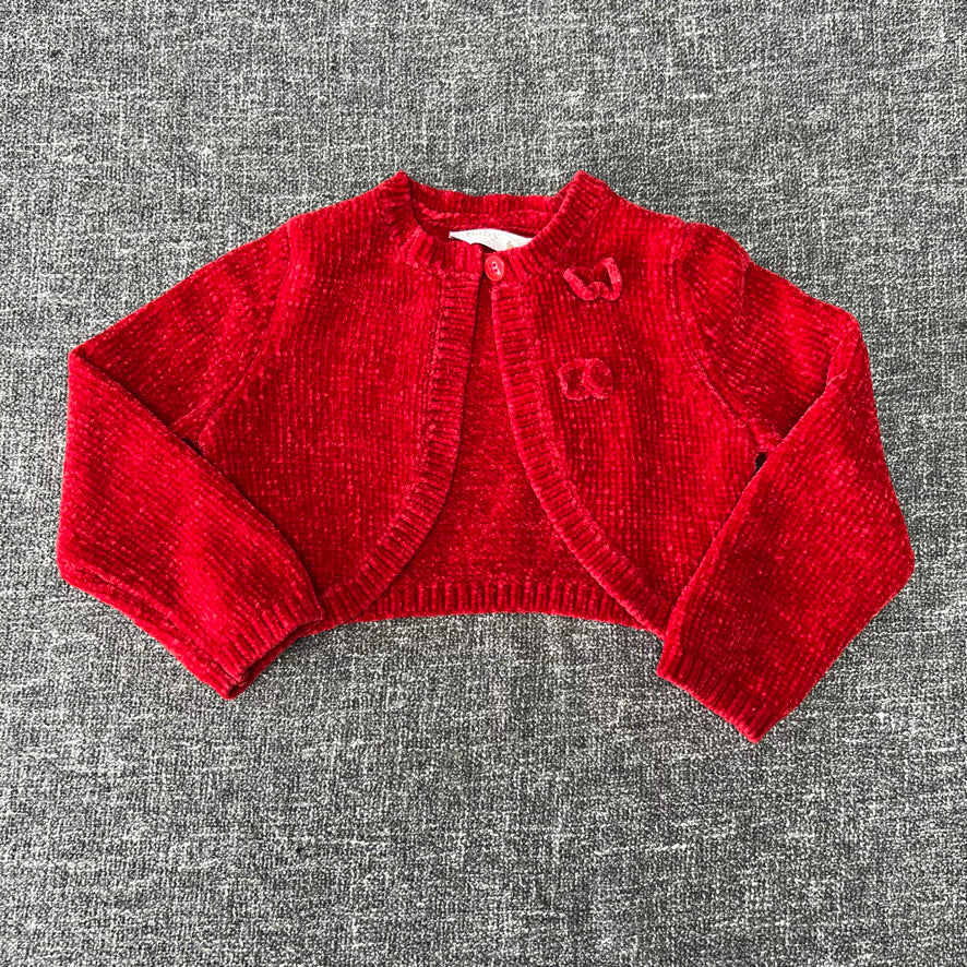 Girls 18-24 Month Red Chenille Bolero Cardigan